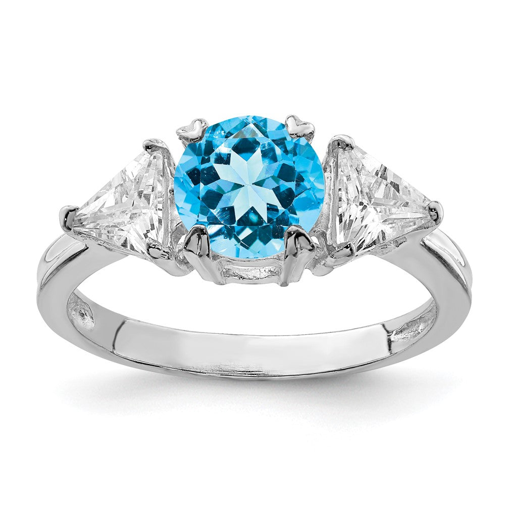 Image of ID 1 Sterling Silver Rhodium Ring W/Blue Topaz