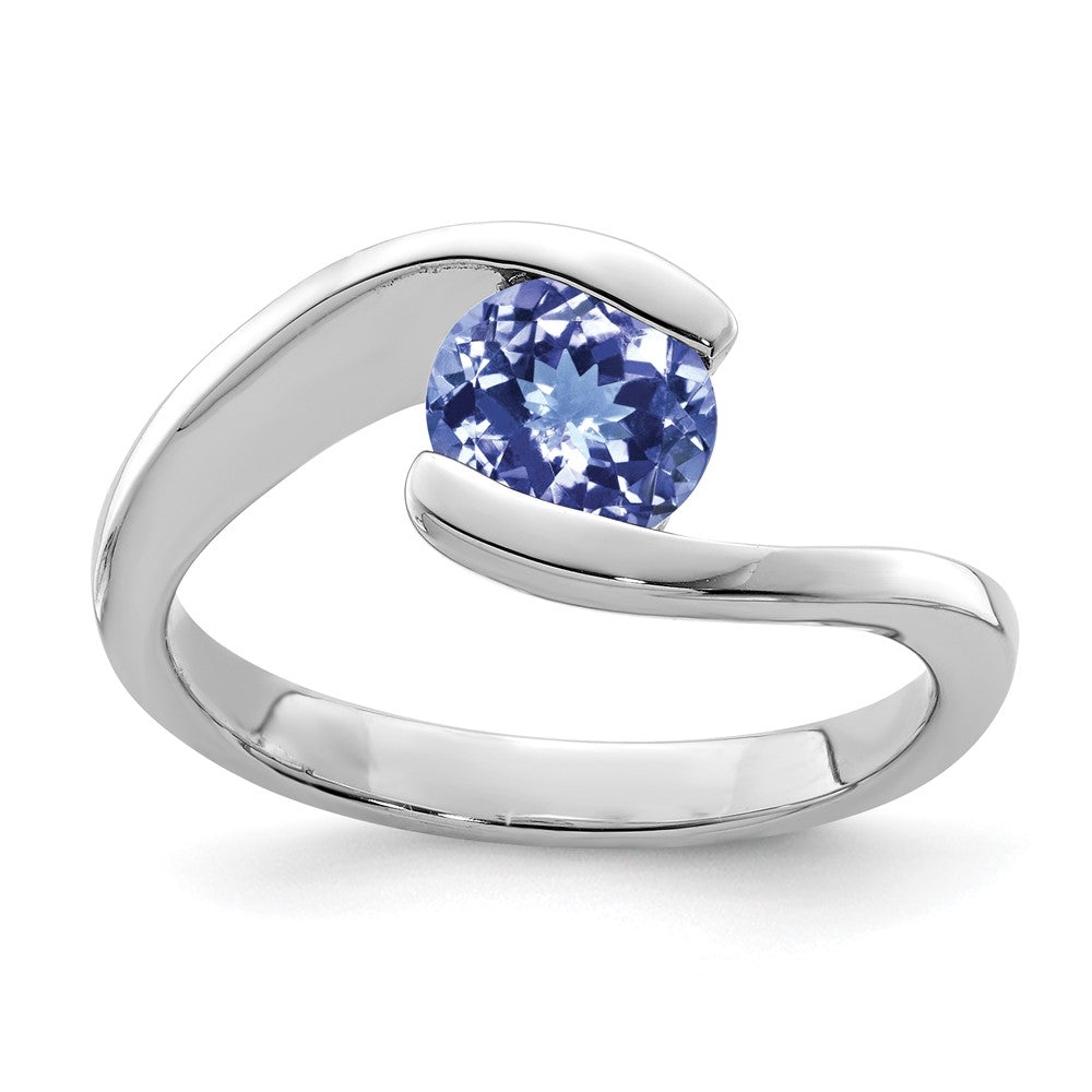 Image of ID 1 Sterling Silver Rhodium Round Tanzanite Bypass Ring