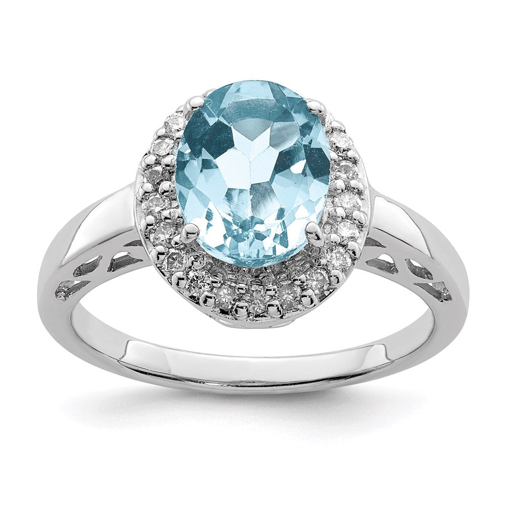Image of ID 1 Sterling Silver Rhodium Sky Blue Topaz & Diamond Ring