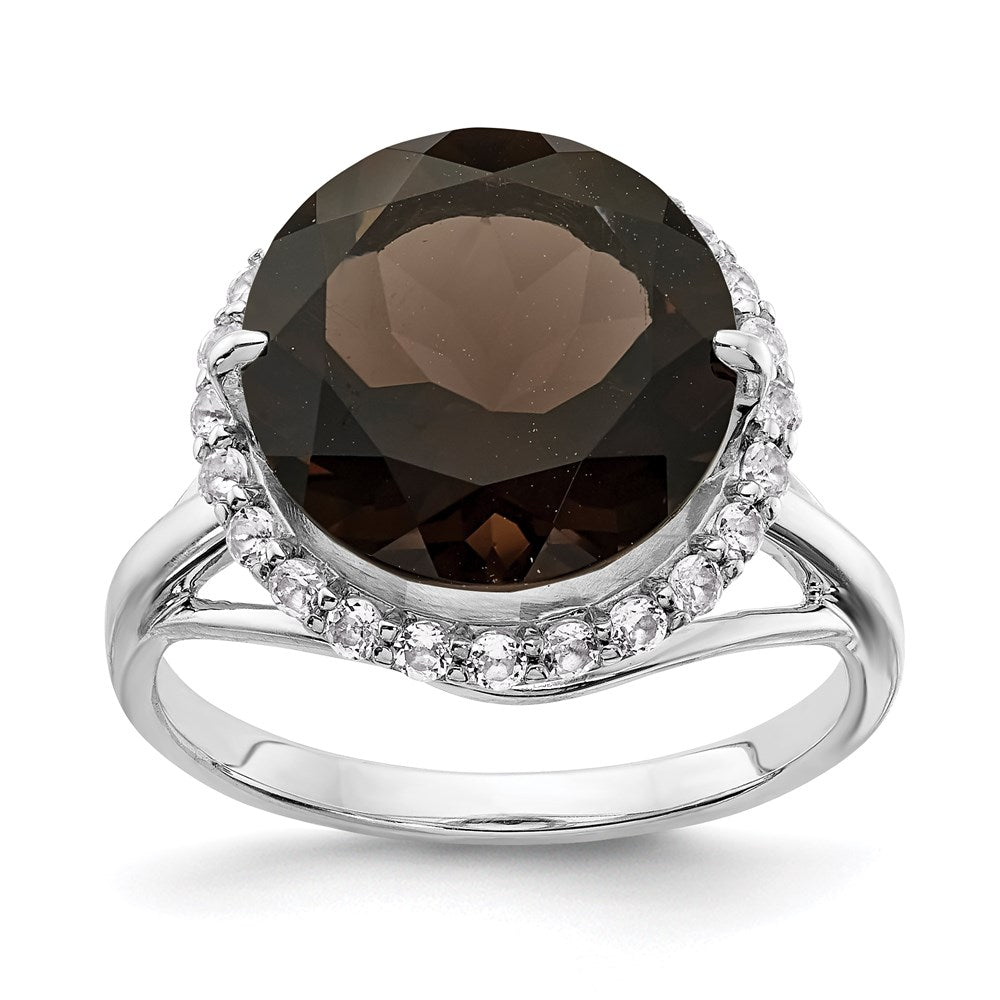 Image of ID 1 Sterling Silver Rhodium White Topaz & Smoky Quartz Ring