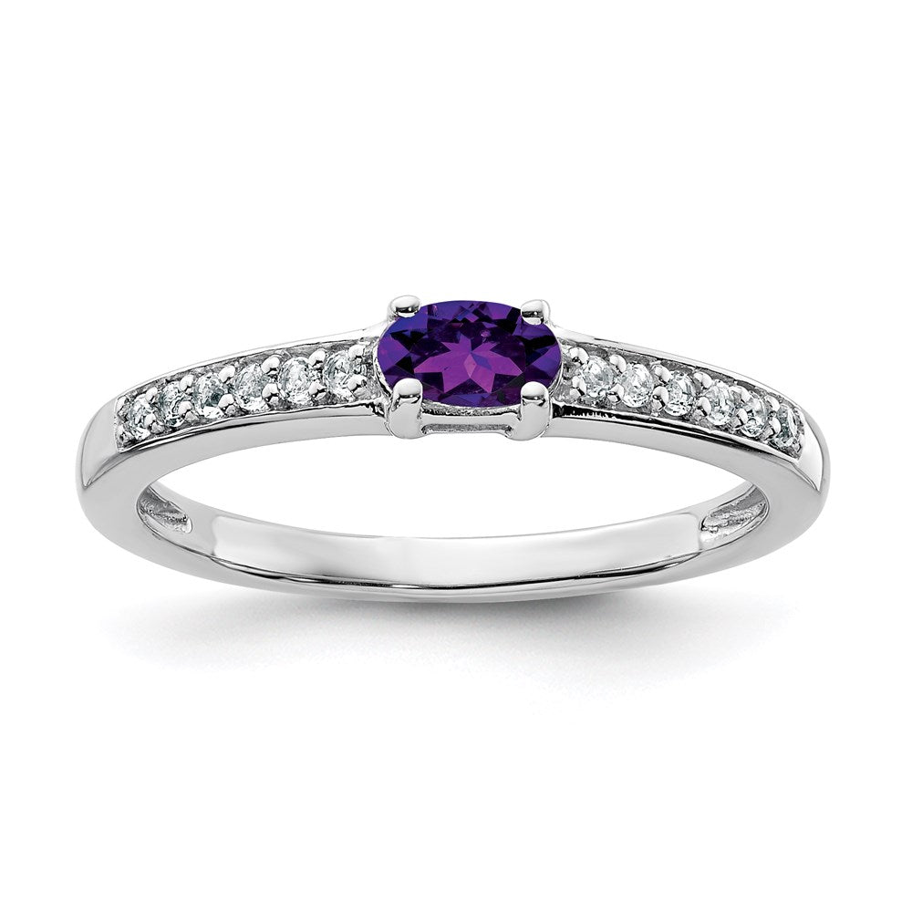 Image of ID 1 Sterling Silver Rhodium-plated Amethyst and White Topaz Ring