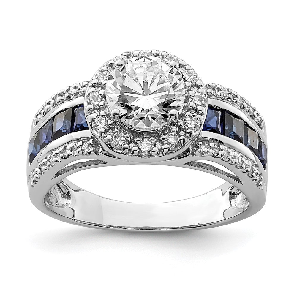 Image of ID 1 Sterling Silver Rhodium-plated CZ and Lab Created Sapphire Ring