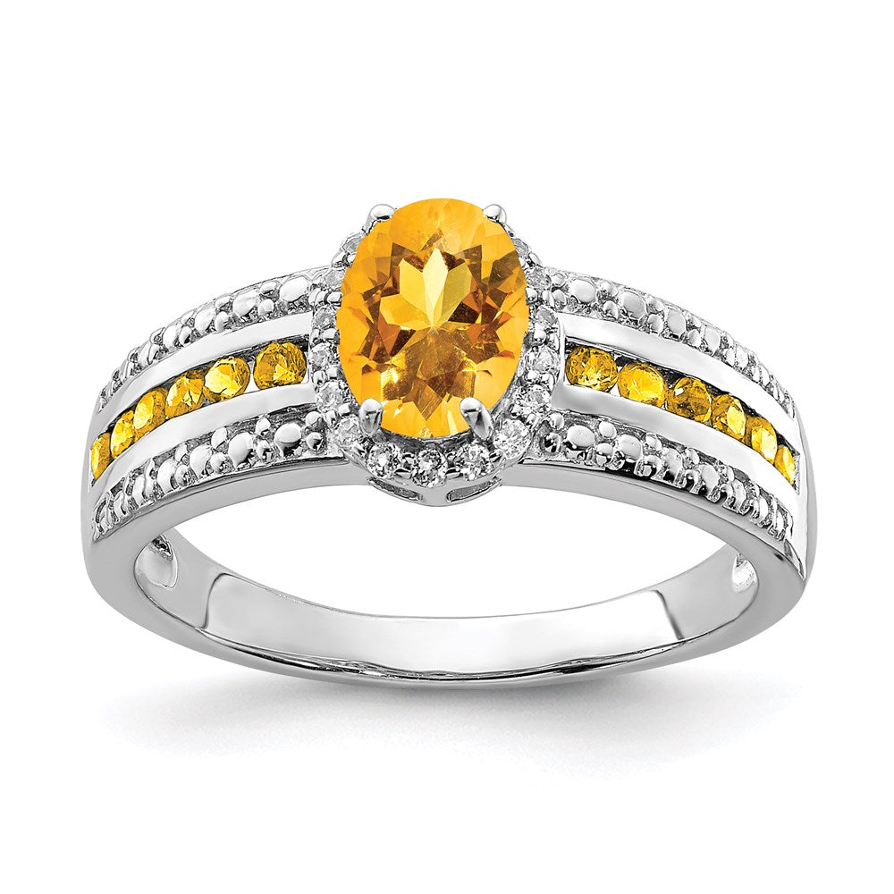 Image of ID 1 Sterling Silver Rhodium-plated Citrine and White Topaz Ring
