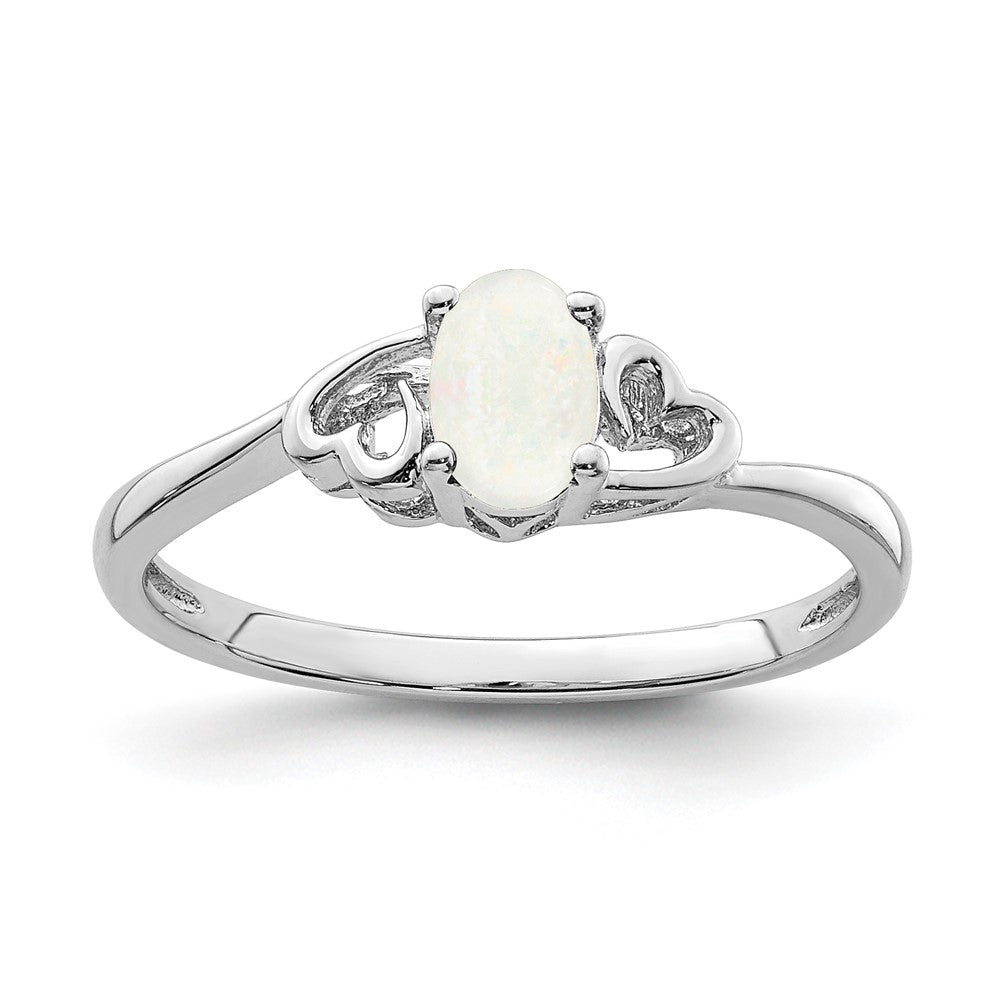 Image of ID 1 Sterling Silver Rhodium-plated Created Opal Ring