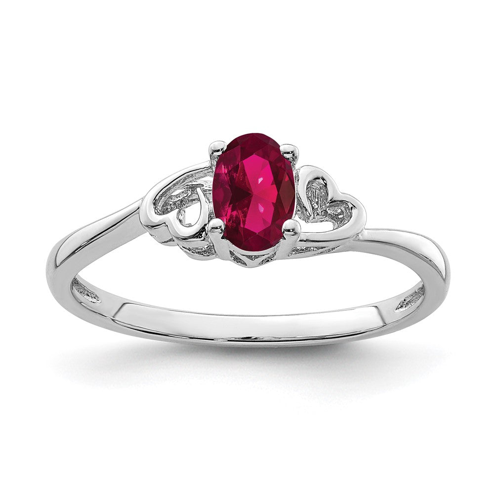 Image of ID 1 Sterling Silver Rhodium-plated Created Ruby Ring