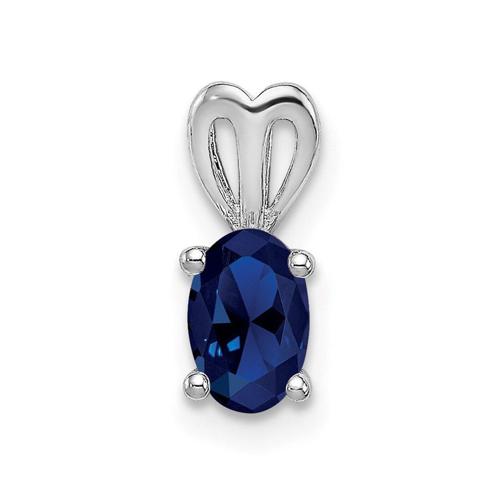 Image of ID 1 Sterling Silver Rhodium-plated Created Sapphire Pendant