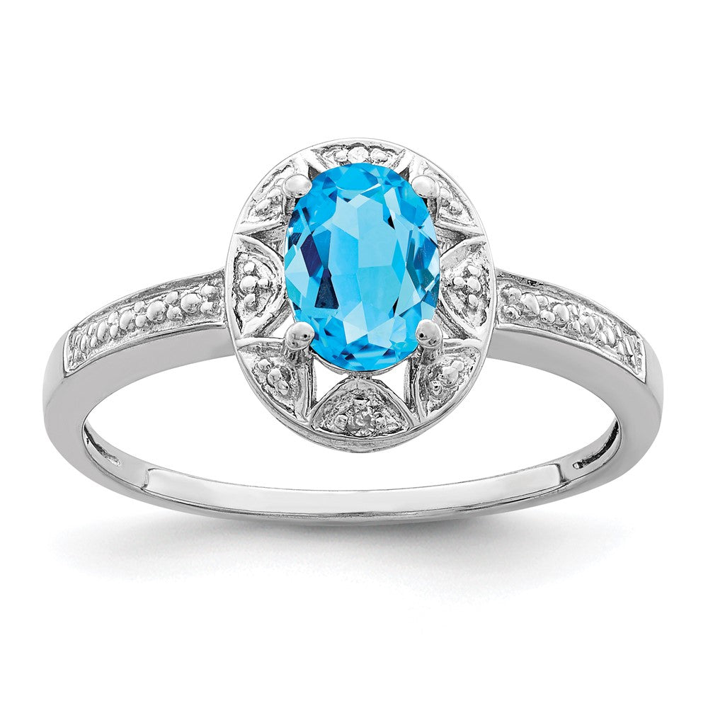 Image of ID 1 Sterling Silver Rhodium-plated Diamond & Blue Topaz Ring