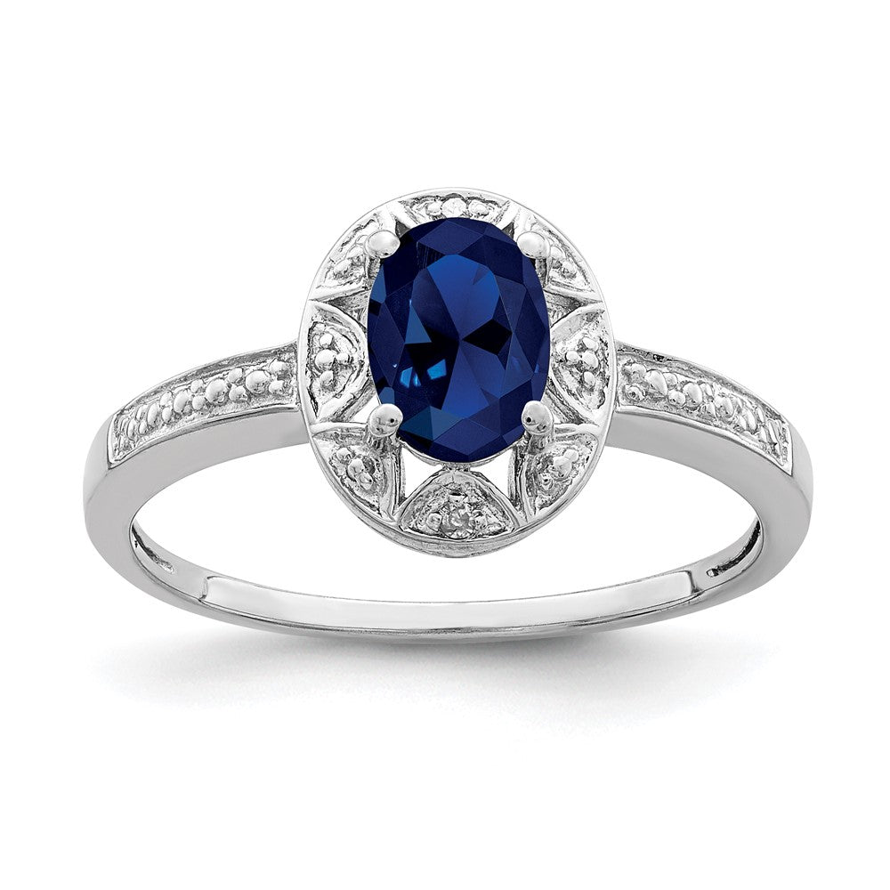 Image of ID 1 Sterling Silver Rhodium-plated Diamond & Created Sapphire Ring