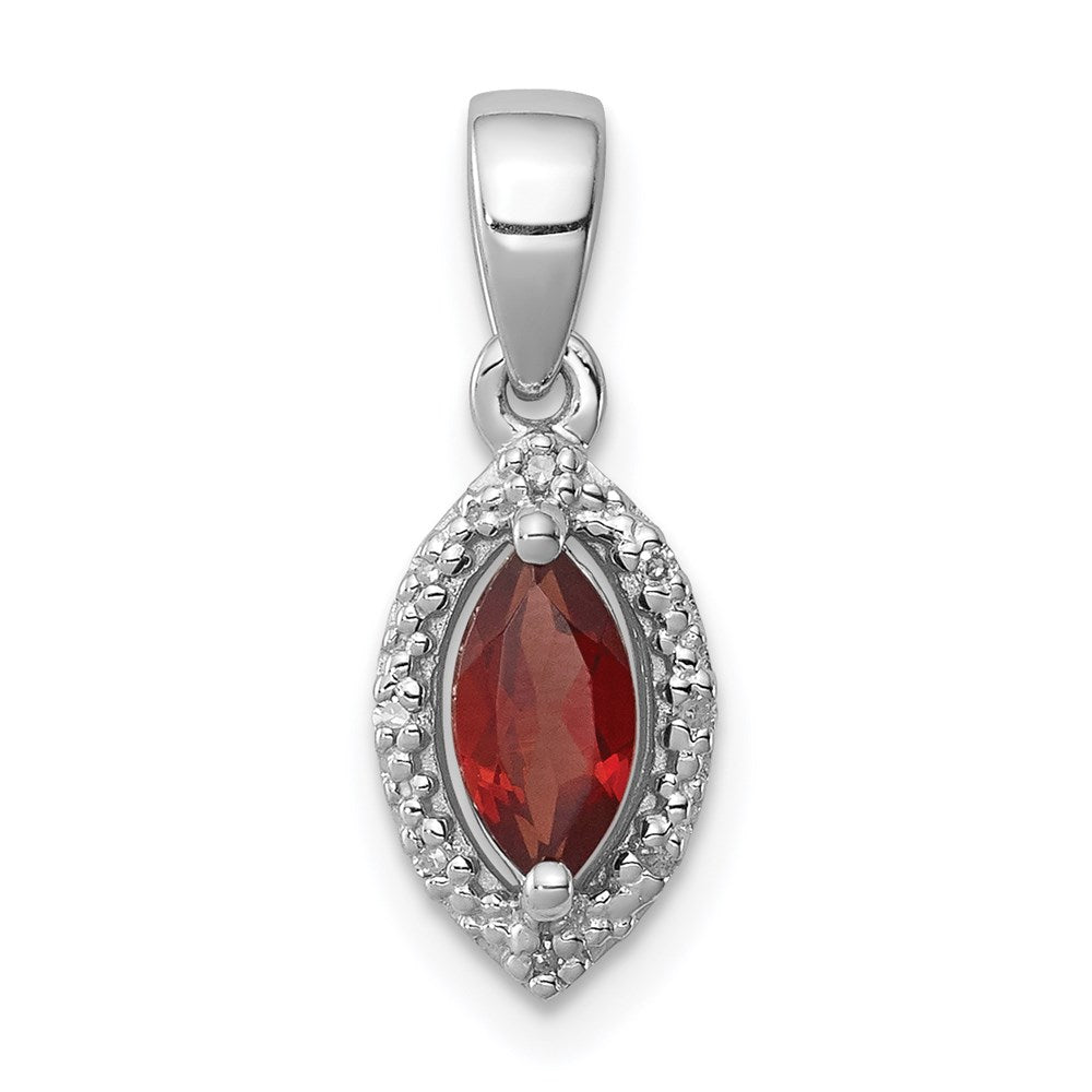 Image of ID 1 Sterling Silver Rhodium-plated Diamond and Garnet Pendant