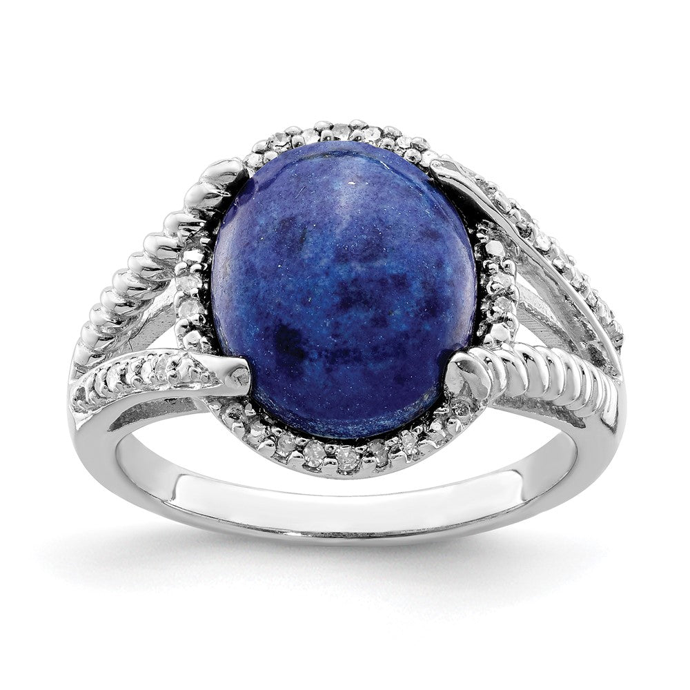 Image of ID 1 Sterling Silver Rhodium-plated Lapis and Diamond Ring