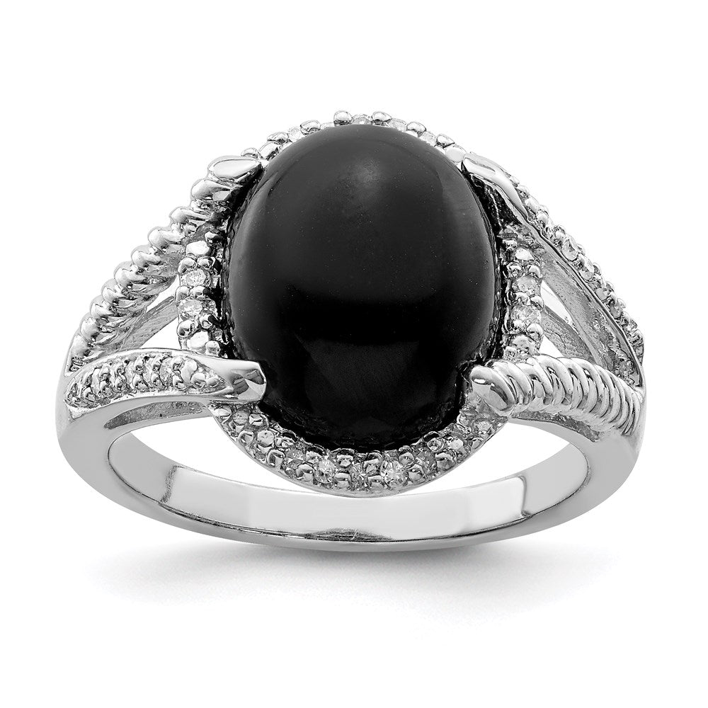 Image of ID 1 Sterling Silver Rhodium-plated Onyx and Diamond Ring