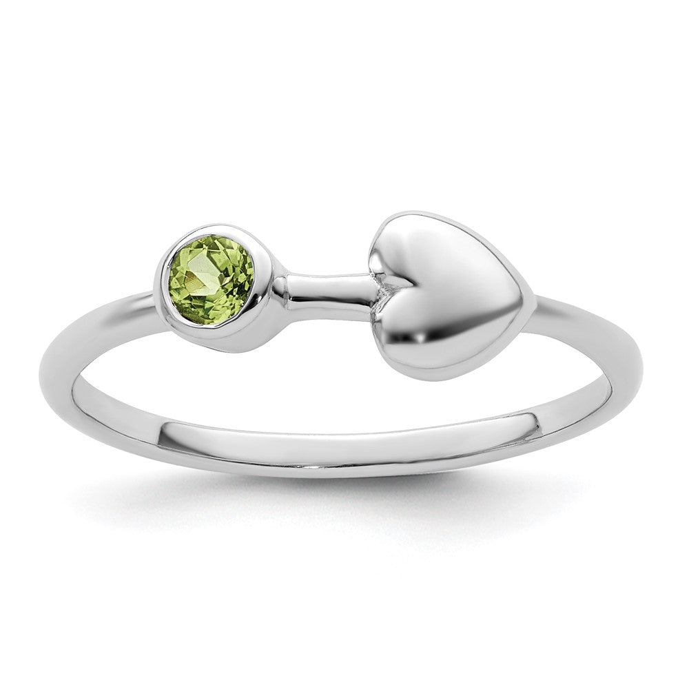 Image of ID 1 Sterling Silver Rhodium-plated Polished Heart Peridot Ring