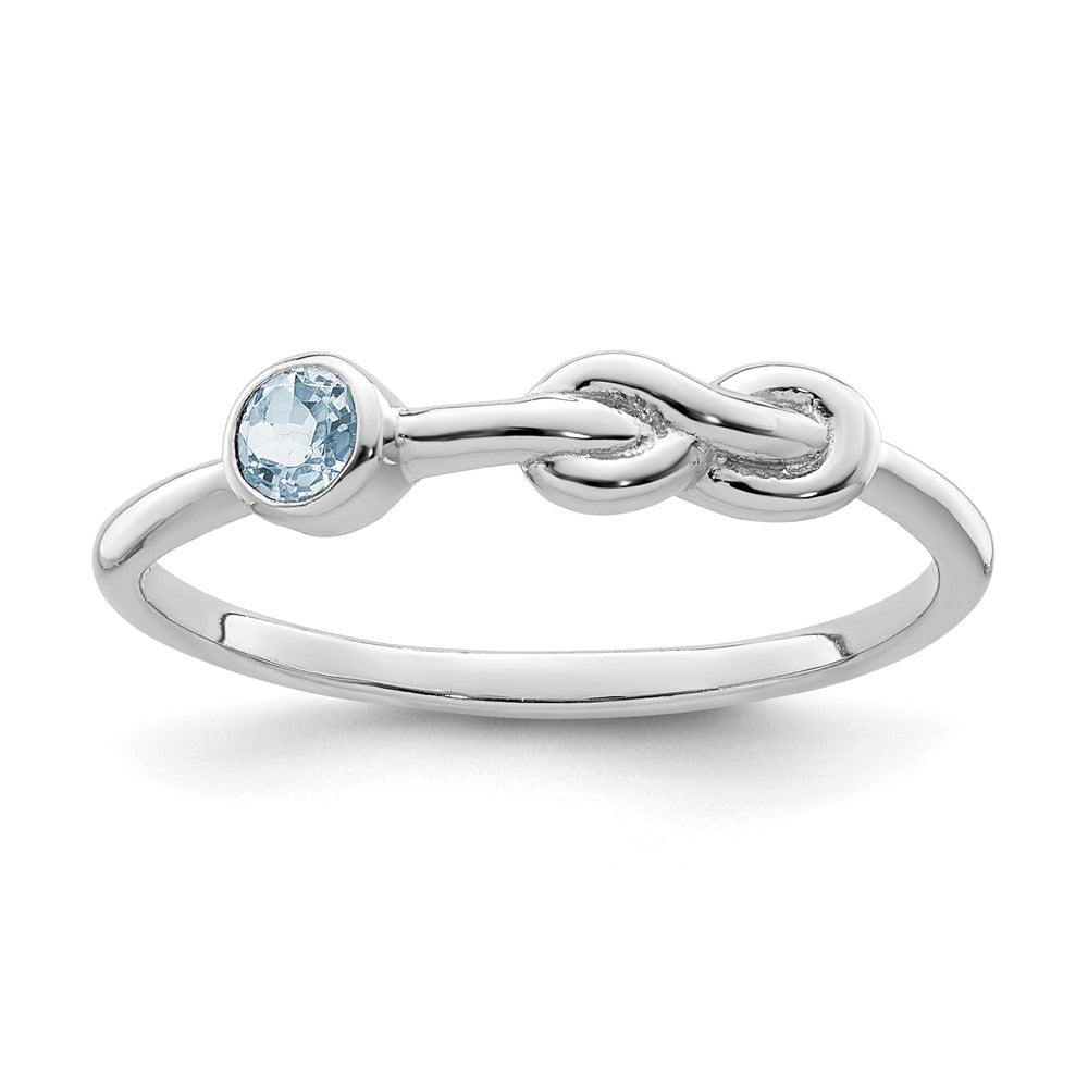 Image of ID 1 Sterling Silver Rhodium-plated Polished Infinity Aquamarine Ring