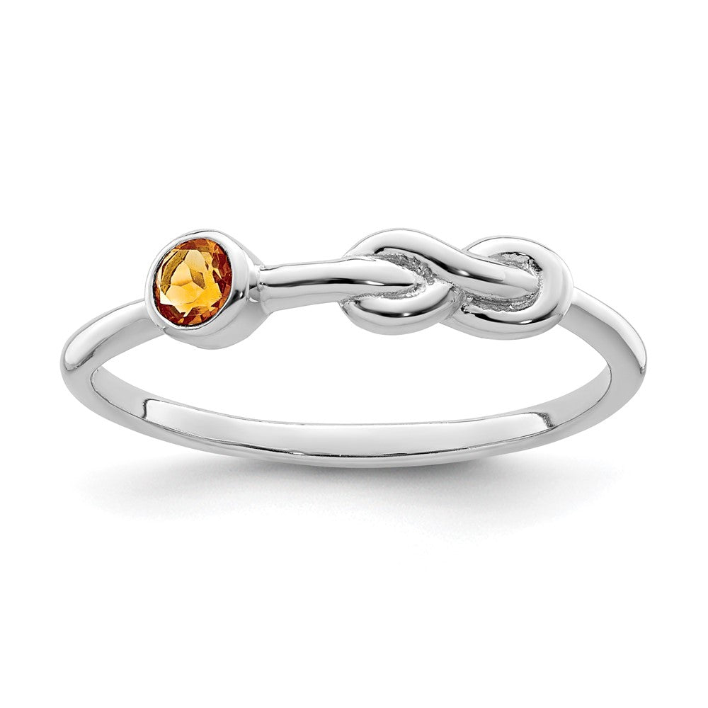 Image of ID 1 Sterling Silver Rhodium-plated Polished Infinity Citrine Ring