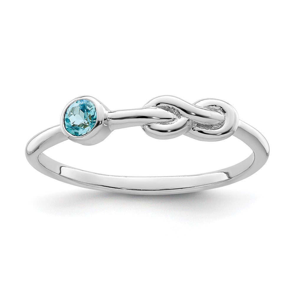 Image of ID 1 Sterling Silver Rhodium-plated Polished Infinity LS Blue Topaz Ring