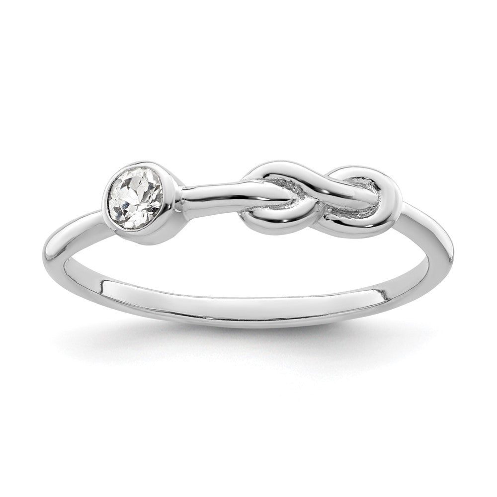 Image of ID 1 Sterling Silver Rhodium-plated Polished Infinity White Topaz Ring