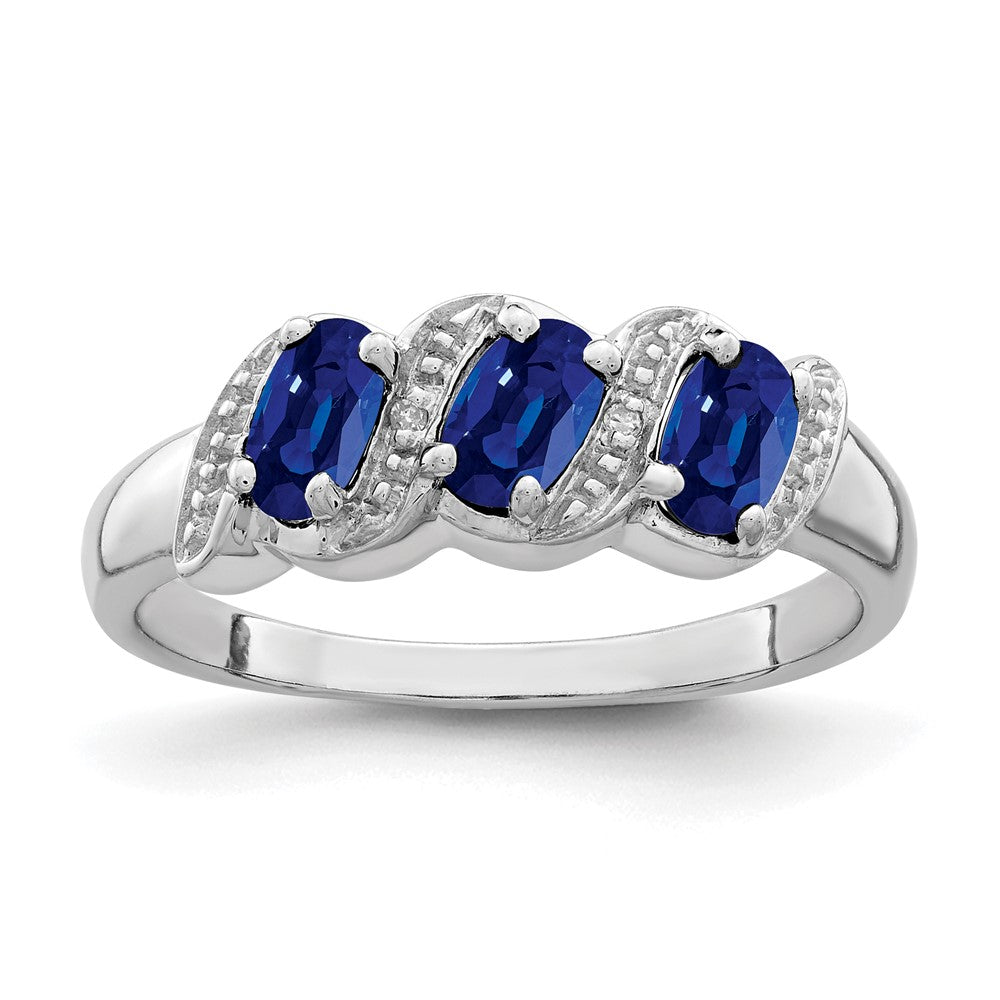 Image of ID 1 Sterling Silver Rhodium-plated Sapphire & Diamond Ring