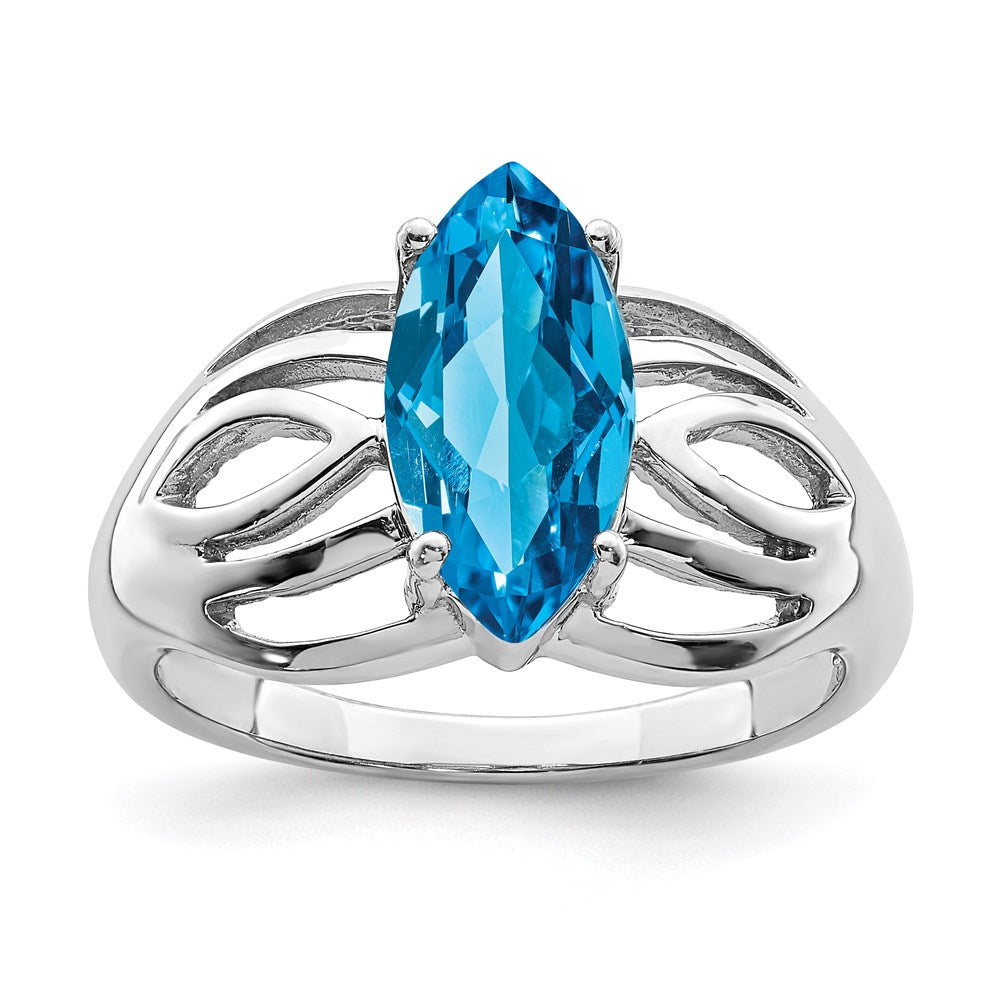 Image of ID 1 Sterling Silver Rhodium-plated Swiss Blue Topaz Ring