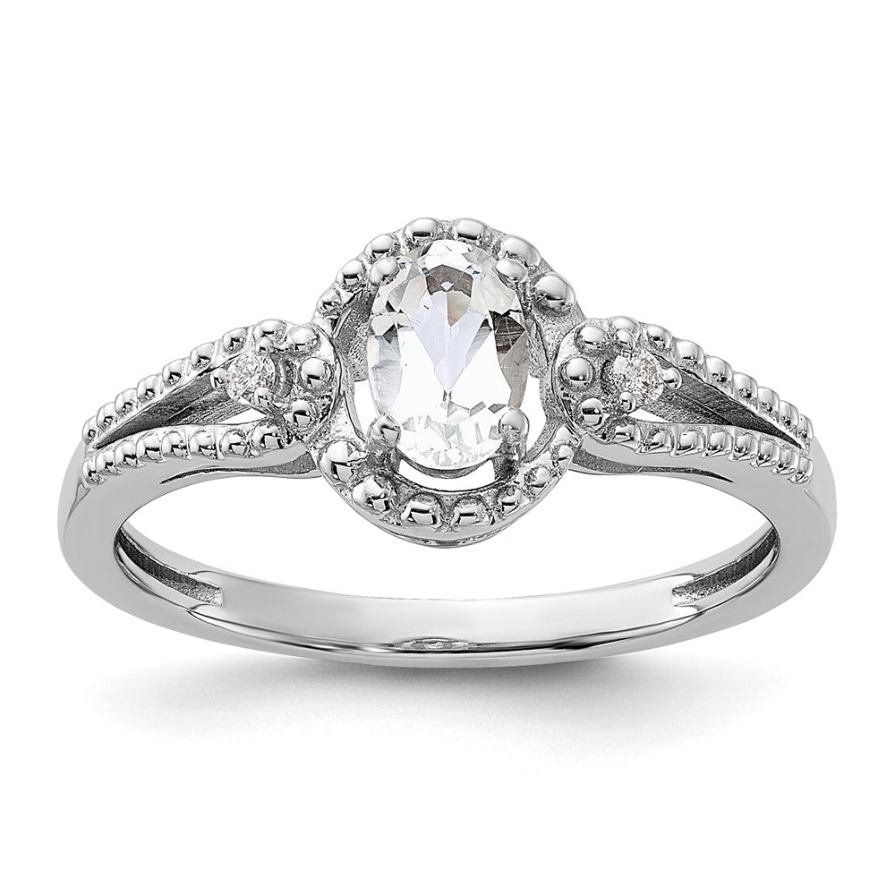 Image of ID 1 Sterling Silver Rhodium-plated White Topaz & Diamond Ring