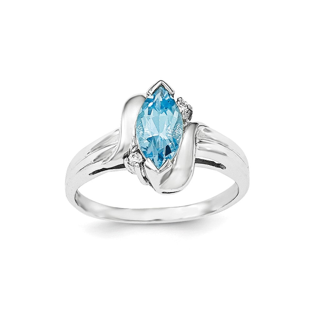 Image of ID 1 Sterling Silver Rhodium-plated w/CZ and Blue Topaz Ring