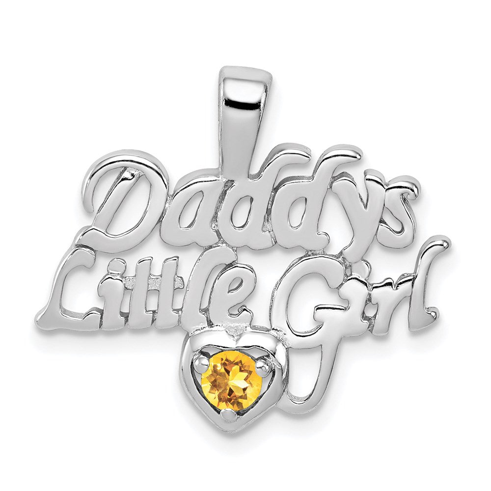 Image of ID 1 Sterling Silver Rhodium-platedCitrine Daddy's Little Girl Pendant