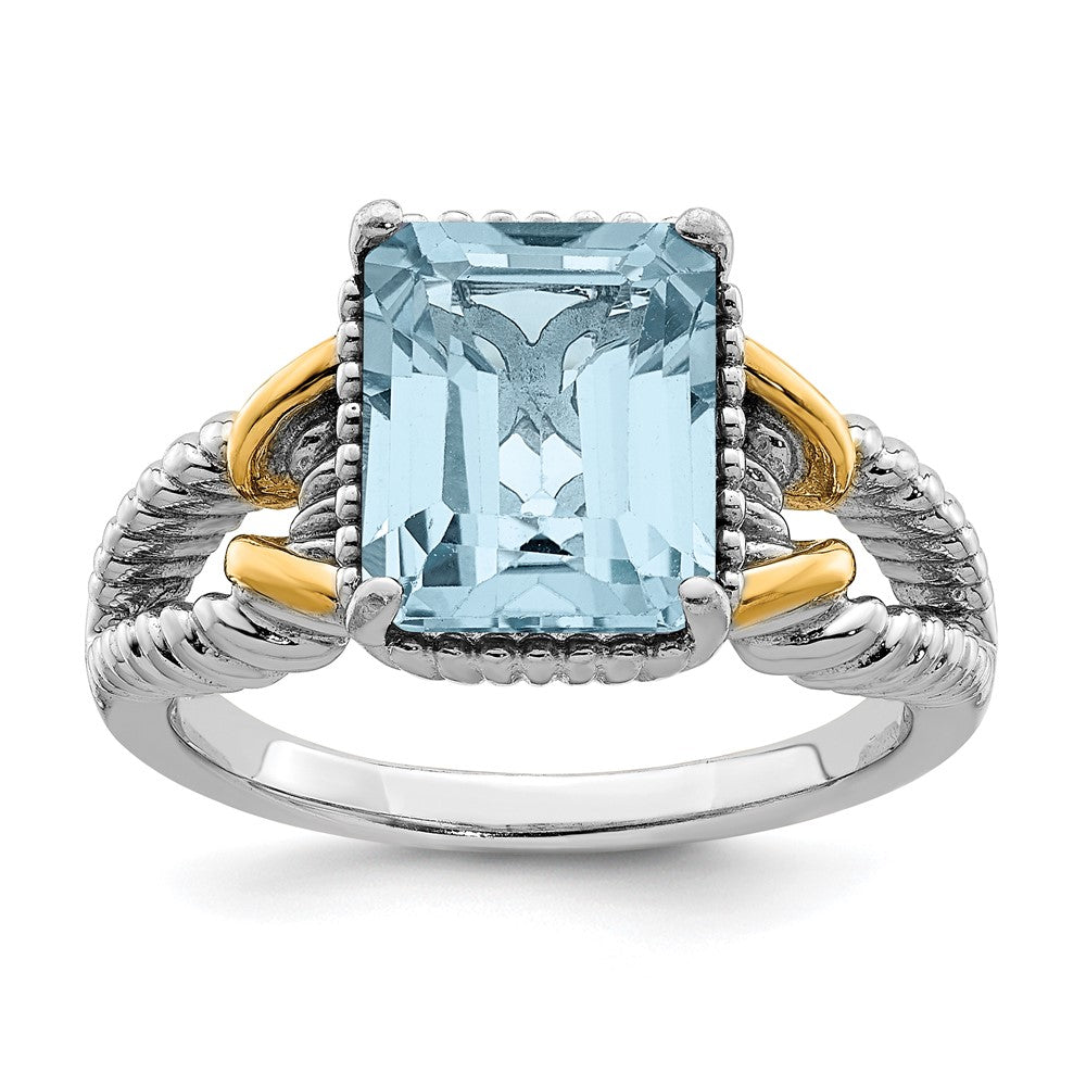 Image of ID 1 Sterling Silver Rhodium w/ Flash Gold-plate Sky Blue Topaz Ring