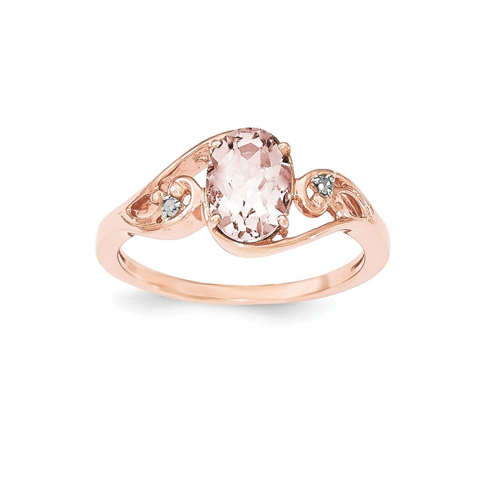 Image of ID 1 Sterling Silver Rose Gold-plated Morganite & Diamond Ring
