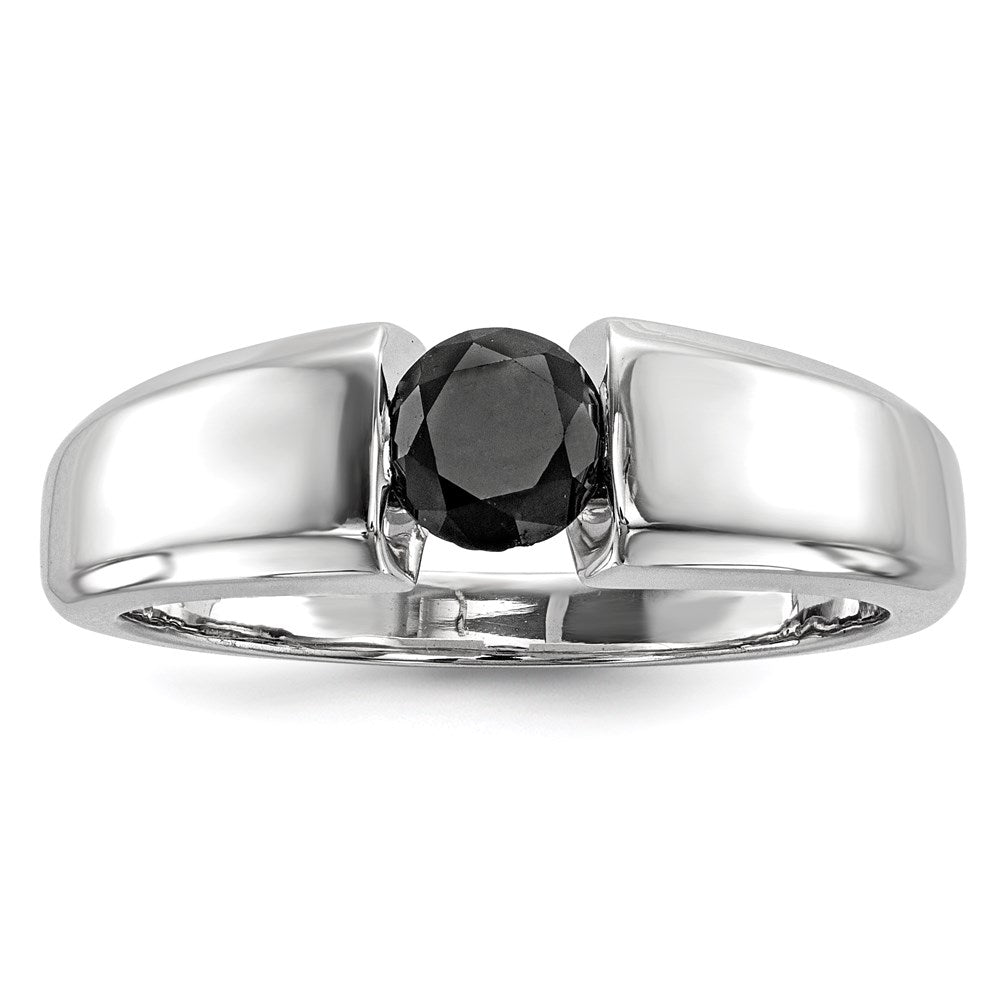 Image of ID 1 Sterling Silver Round Black Diamond Mens Ring