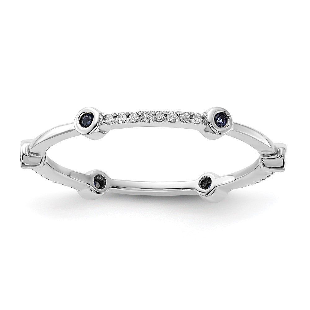 Image of ID 1 Sterling Silver Stack Expressions Polished Created Sapphire & Diamond Ring