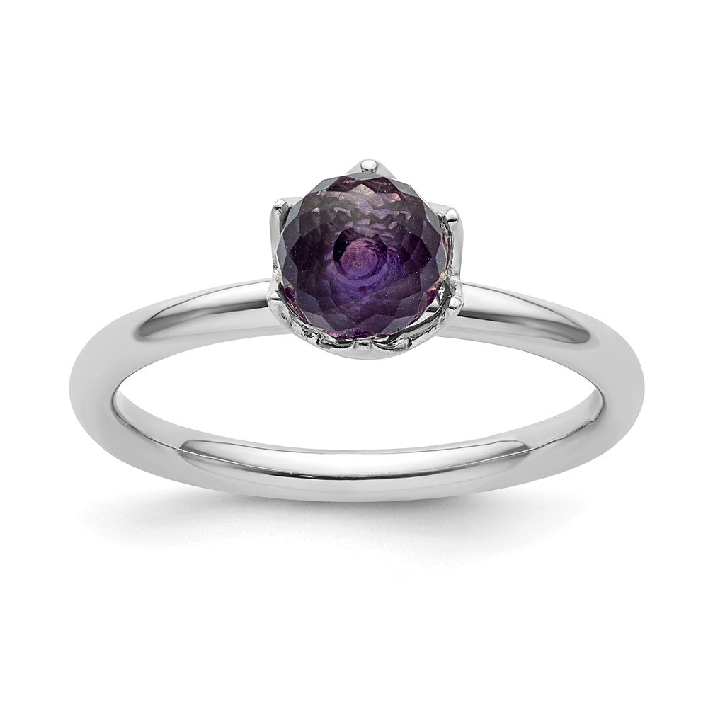 Image of ID 1 Sterling Silver Stackable Expressions Amethyst Briolette Ring