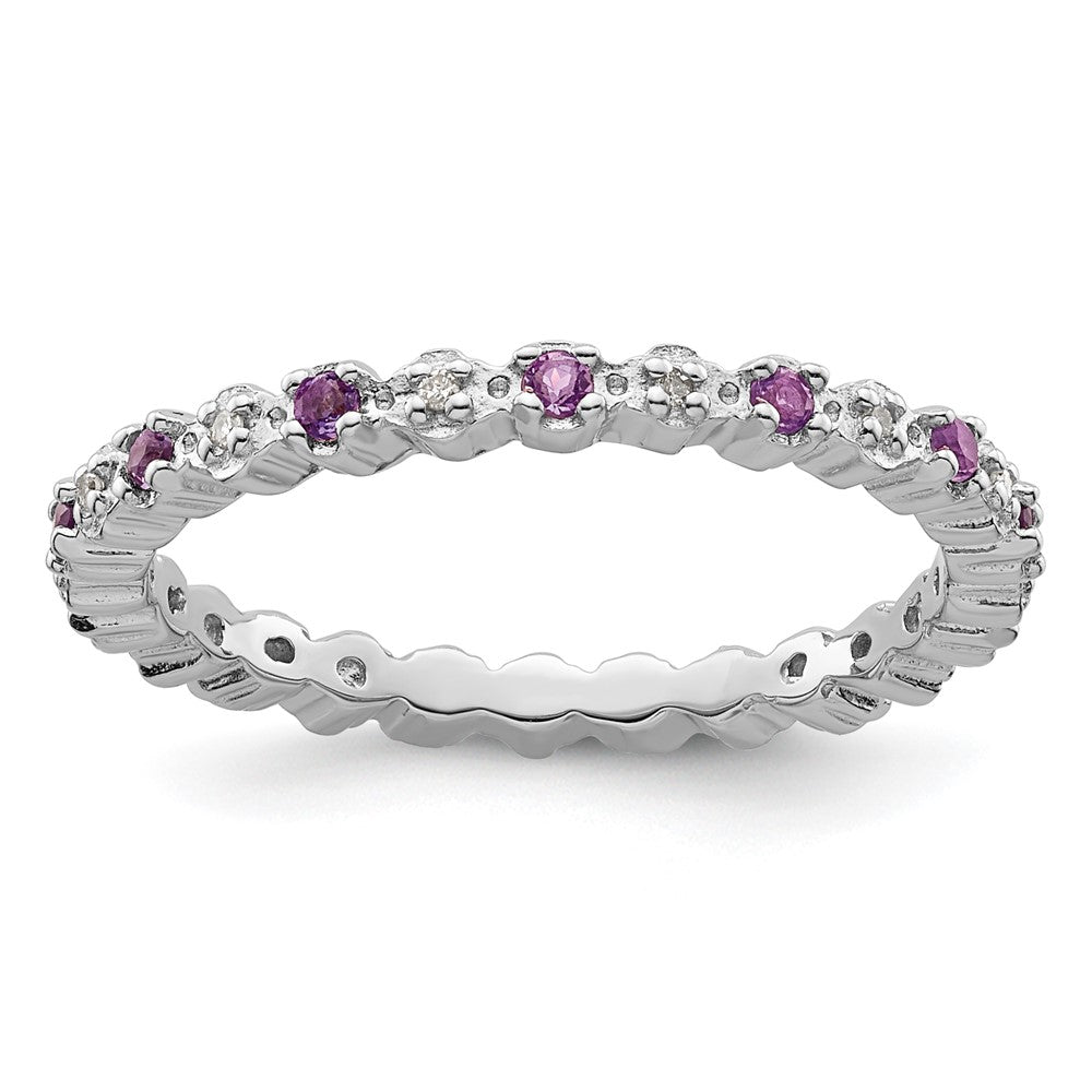 Image of ID 1 Sterling Silver Stackable Expressions Amethyst & Diamond Ring