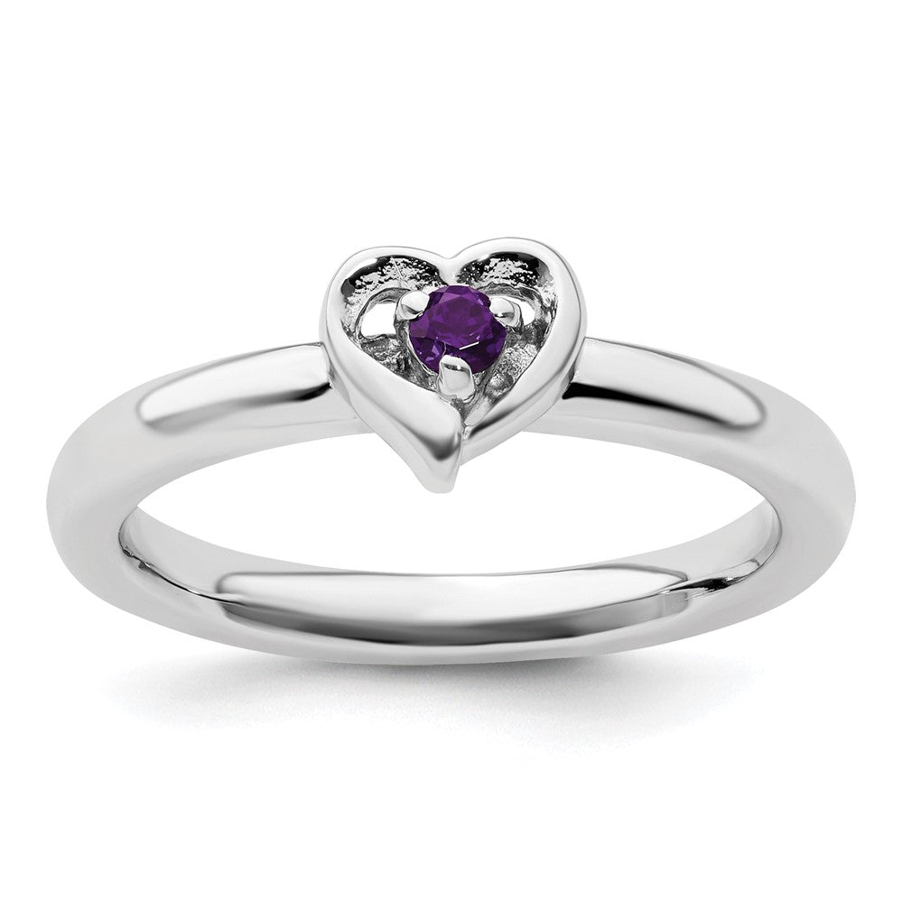 Image of ID 1 Sterling Silver Stackable Expressions Amethyst Heart Ring