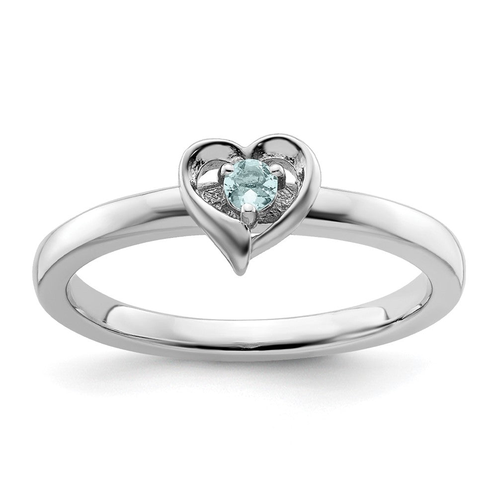 Image of ID 1 Sterling Silver Stackable Expressions Aquamarine Heart Ring