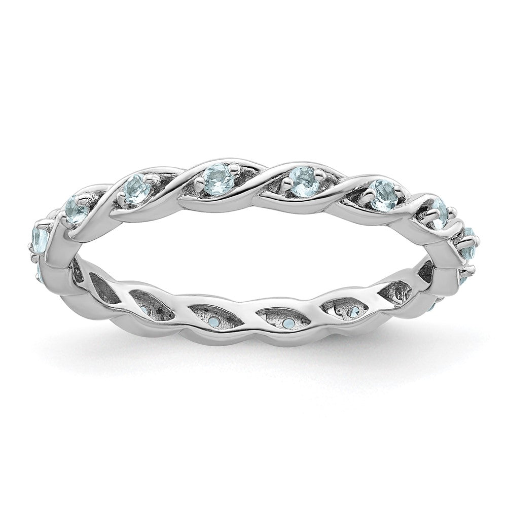 Image of ID 1 Sterling Silver Stackable Expressions Aquamarine Ring