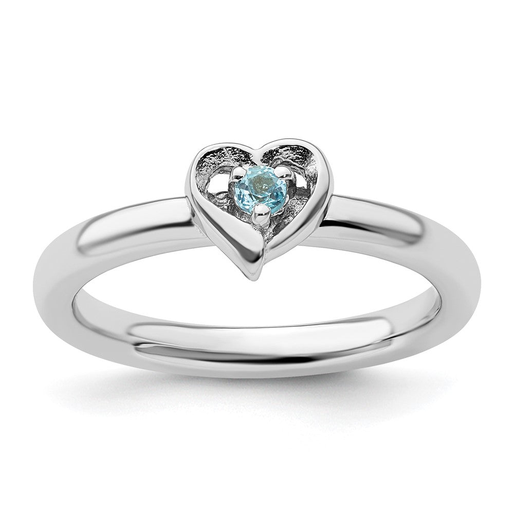 Image of ID 1 Sterling Silver Stackable Expressions Blue Topaz Heart Ring