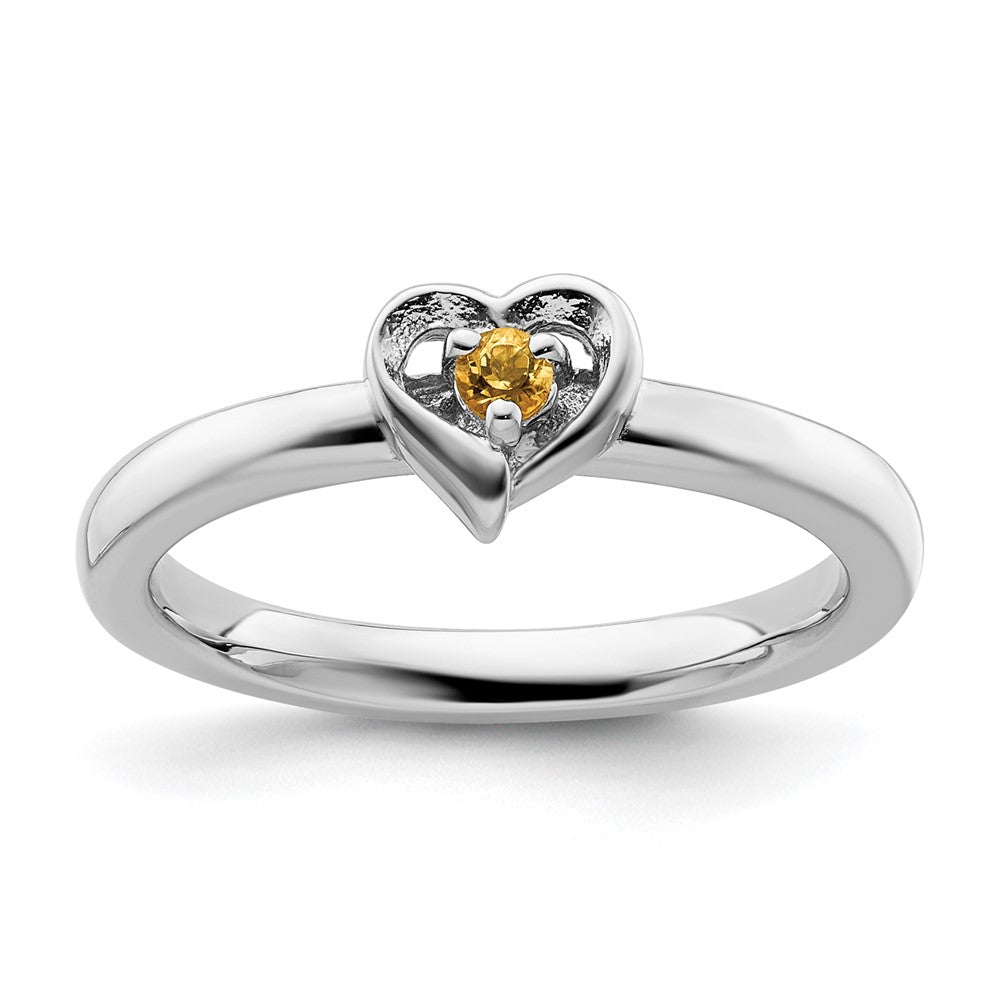 Image of ID 1 Sterling Silver Stackable Expressions Citrine Heart Ring