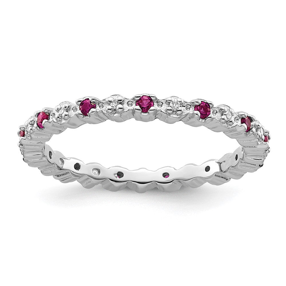 Image of ID 1 Sterling Silver Stackable Expressions Cr Ruby & Diamond Ring