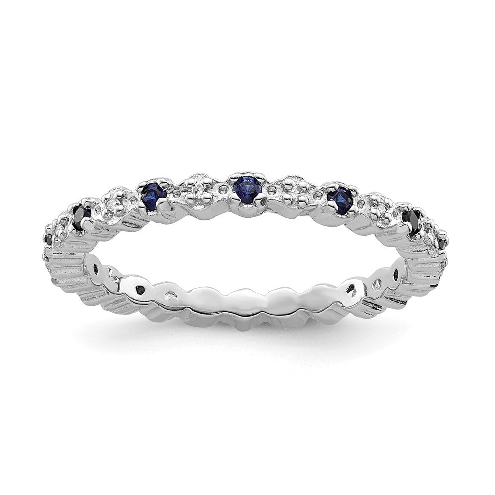 Image of ID 1 Sterling Silver Stackable Expressions Cr Sapphire & Diamond Ring