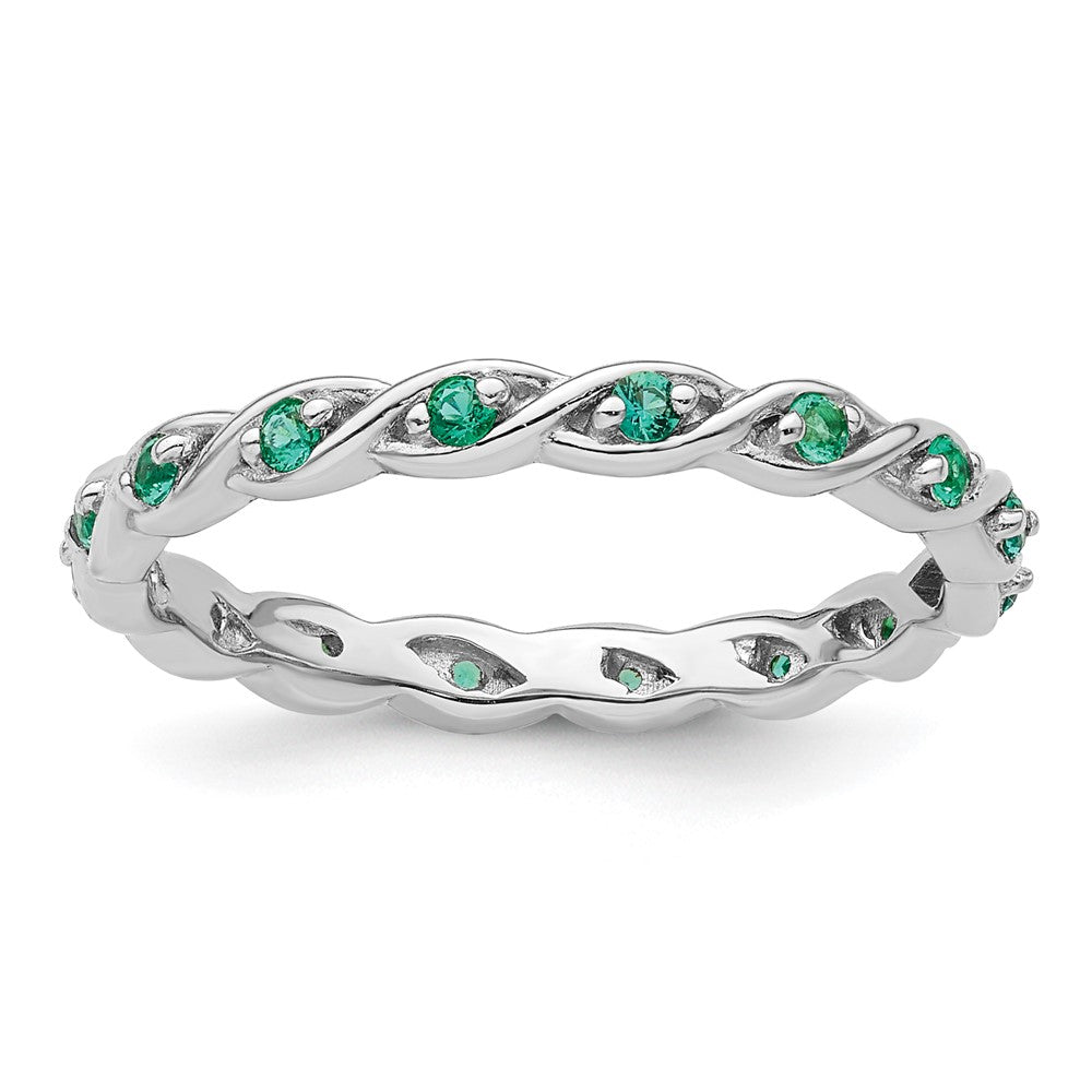 Image of ID 1 Sterling Silver Stackable Expressions Created Emerald Ring