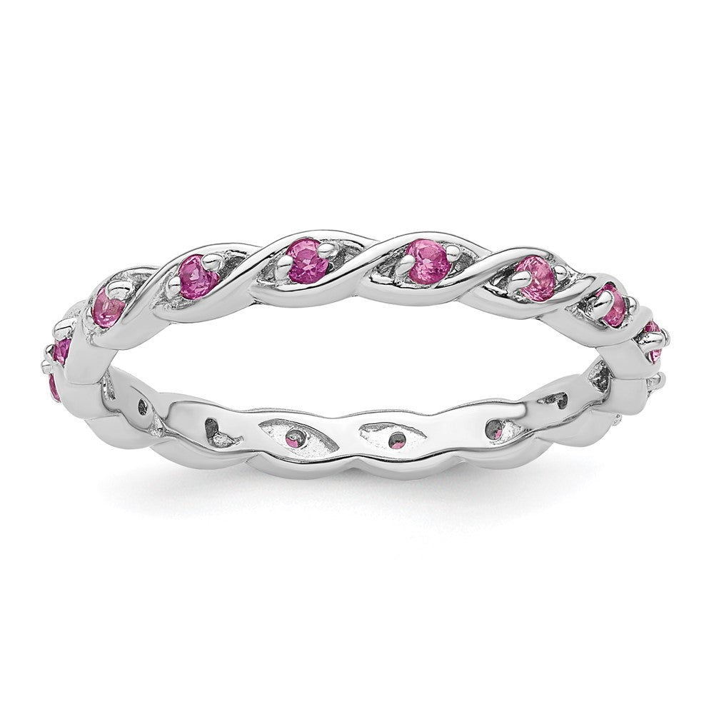 Image of ID 1 Sterling Silver Stackable Expressions Created Pink Sapphire Ring