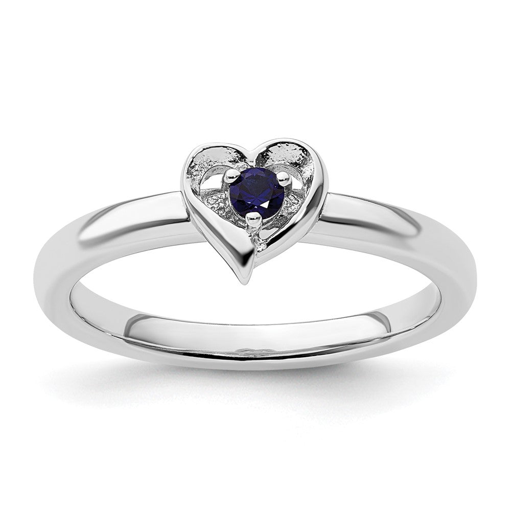 Image of ID 1 Sterling Silver Stackable Expressions Created Sapphire Heart Ring