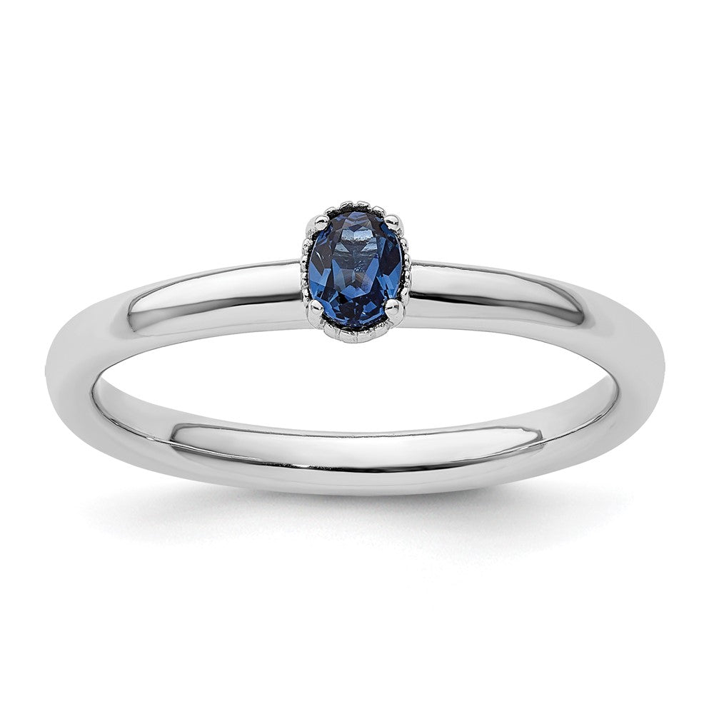 Image of ID 1 Sterling Silver Stackable Expressions Created Sapphire Single Stone Ring