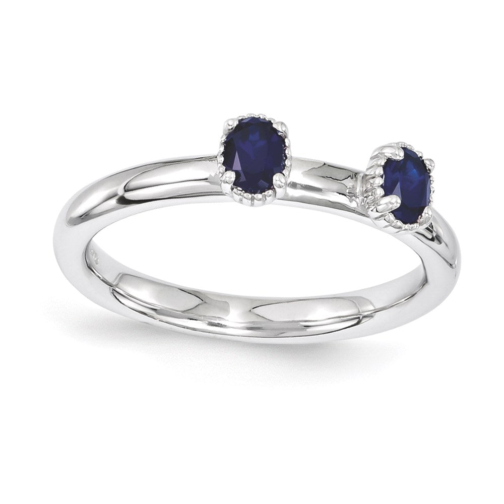 Image of ID 1 Sterling Silver Stackable Expressions Created Sapphire Two Stone Ring