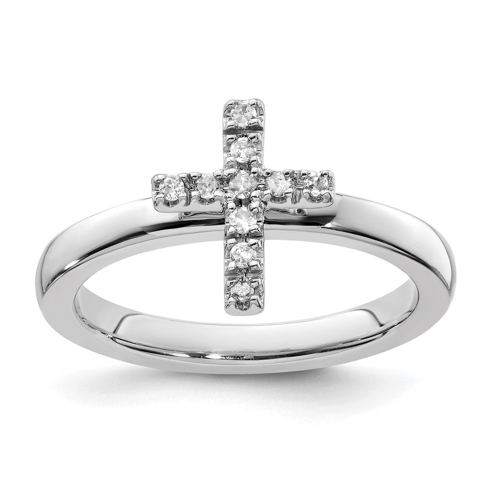 Image of ID 1 Sterling Silver Stackable Expressions Cross Diamond Ring