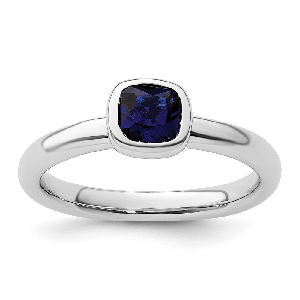 Image of ID 1 Sterling Silver Stackable Expressions Cushion Cut Cr Sapphire Ring