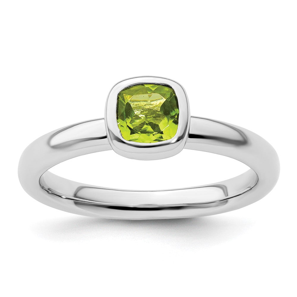 Image of ID 1 Sterling Silver Stackable Expressions Cushion Cut Peridot Ring