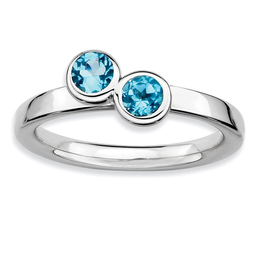Image of ID 1 Sterling Silver Stackable Expressions Dbl Round Blue Topaz Ring