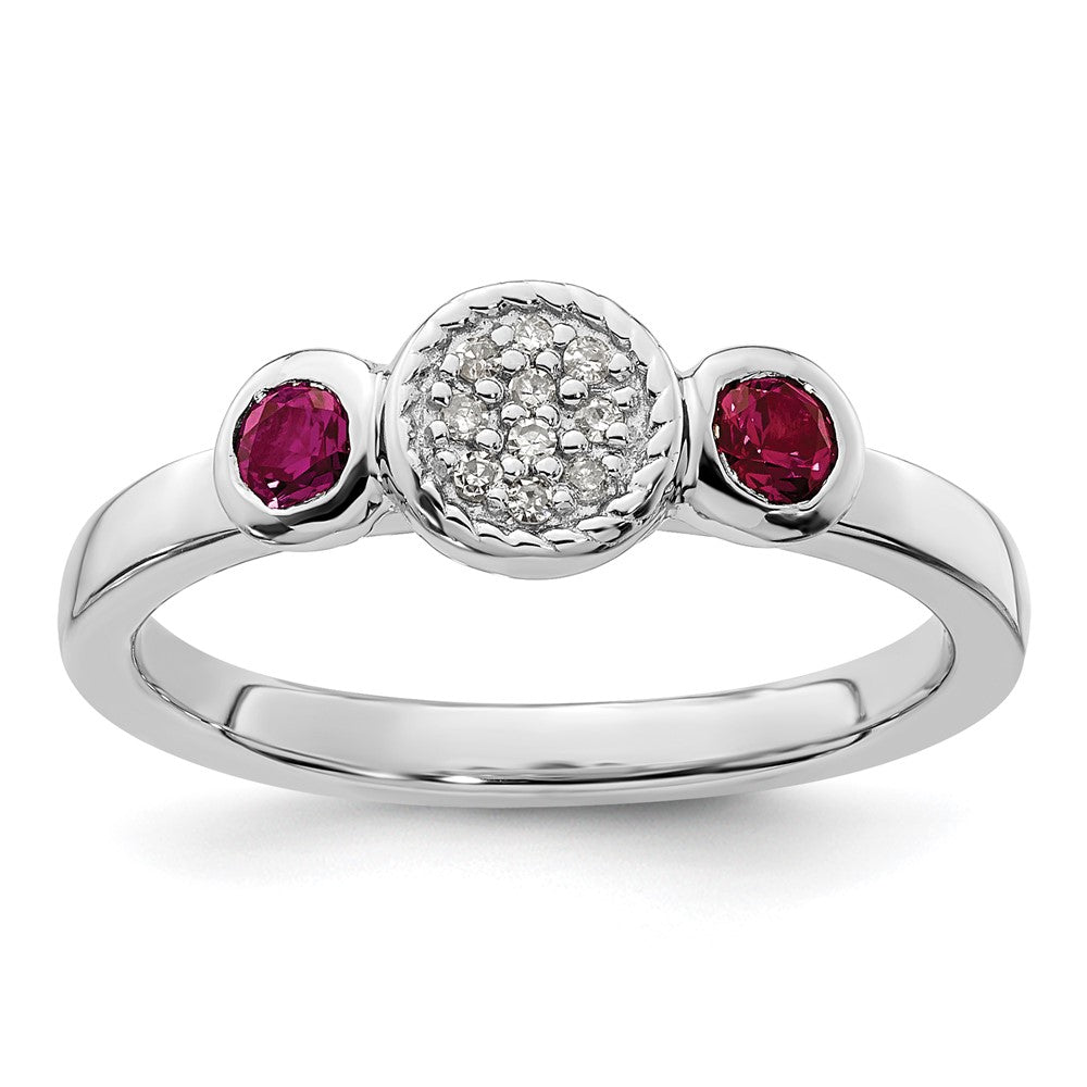 Image of ID 1 Sterling Silver Stackable Expressions Dbl Round Cr Ruby & Dia Ring