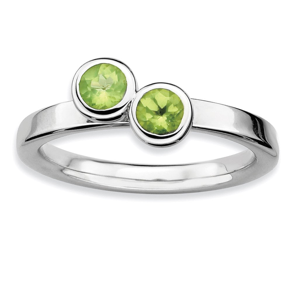 Image of ID 1 Sterling Silver Stackable Expressions Dbl Round Peridot Ring