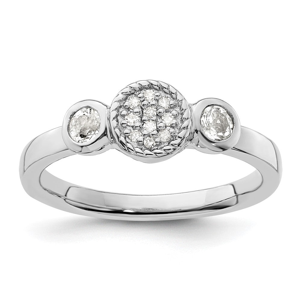 Image of ID 1 Sterling Silver Stackable Expressions Dbl Round White Topaz & Dia Ring